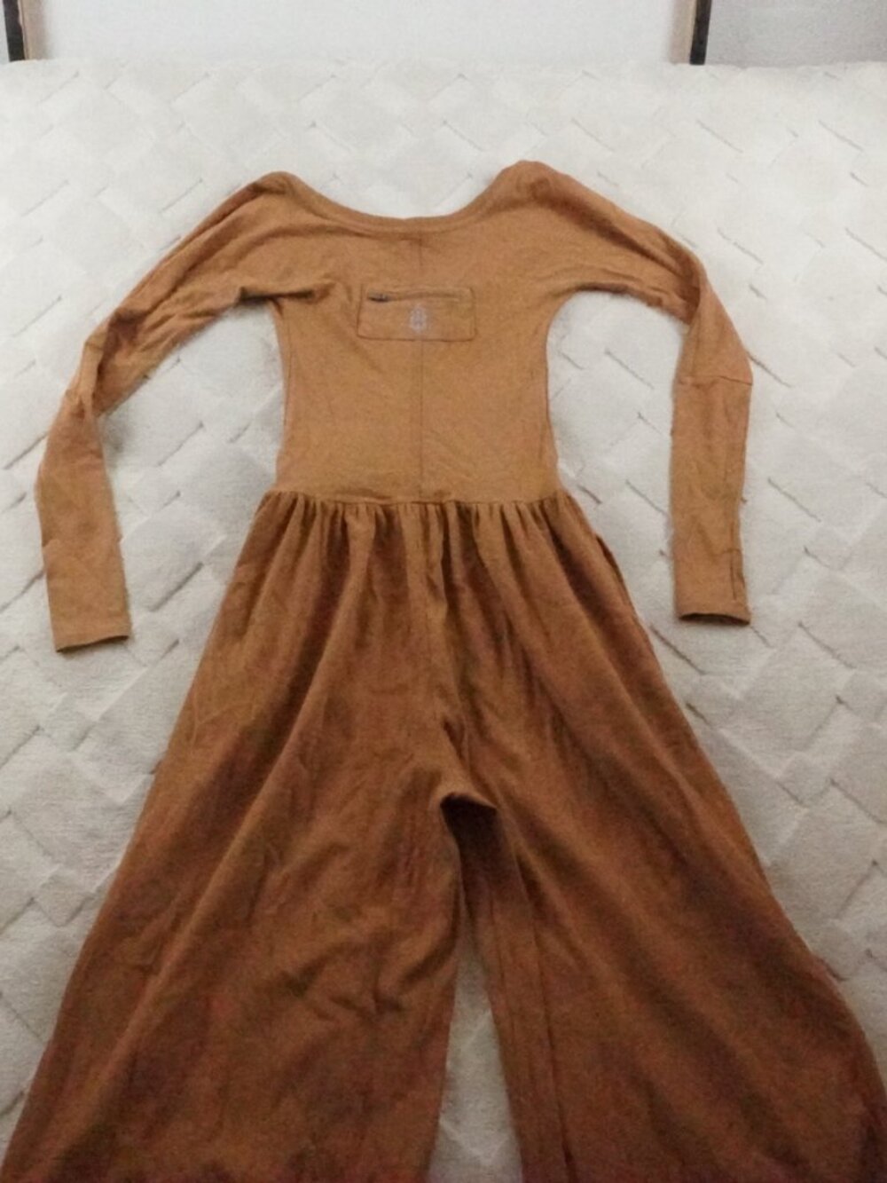 FREE PEOPLE FP MOVEMENT CAMEL HOT SHOT SCOOP NECK WIDE LEG ONE PIECE JUMPSUIT XS - Picture 13 of 15
